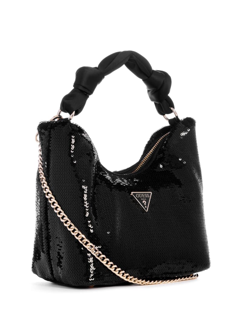 Guess Velina Sequin Hobo Bag - Black