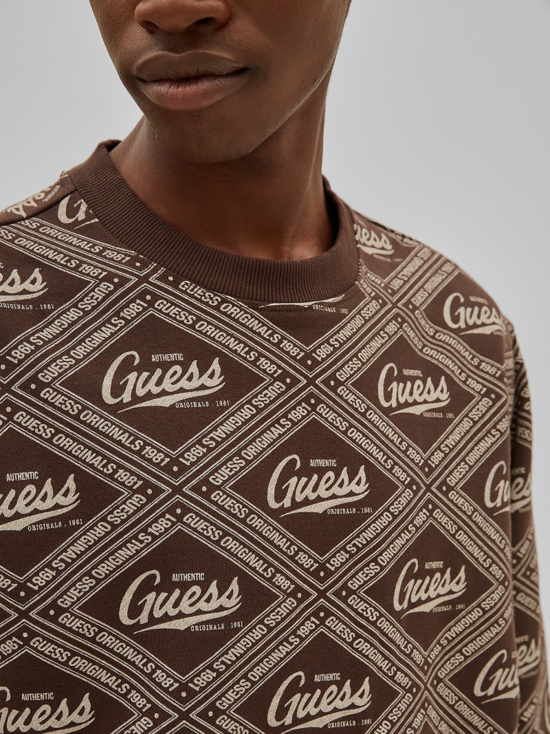 Guess GUESS Originals Printed Crewneck - Coarse Brown Multi