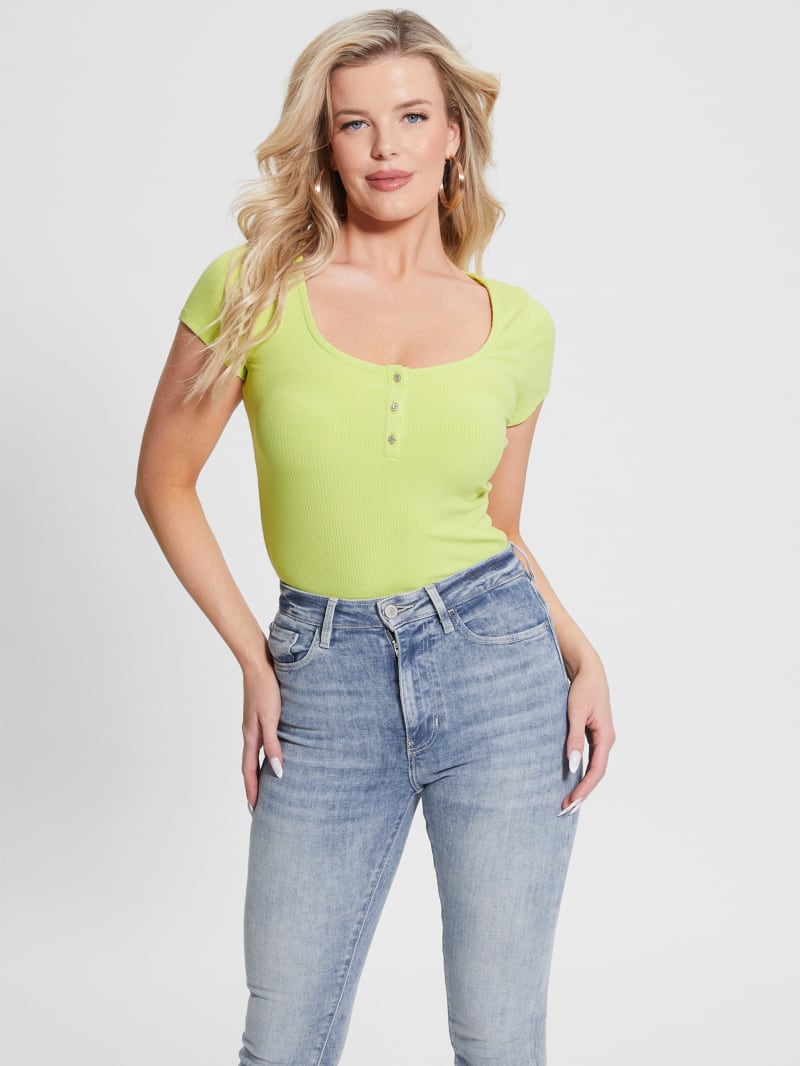 Guess Eco Karlee Henley Tee - Dusty Kiwi