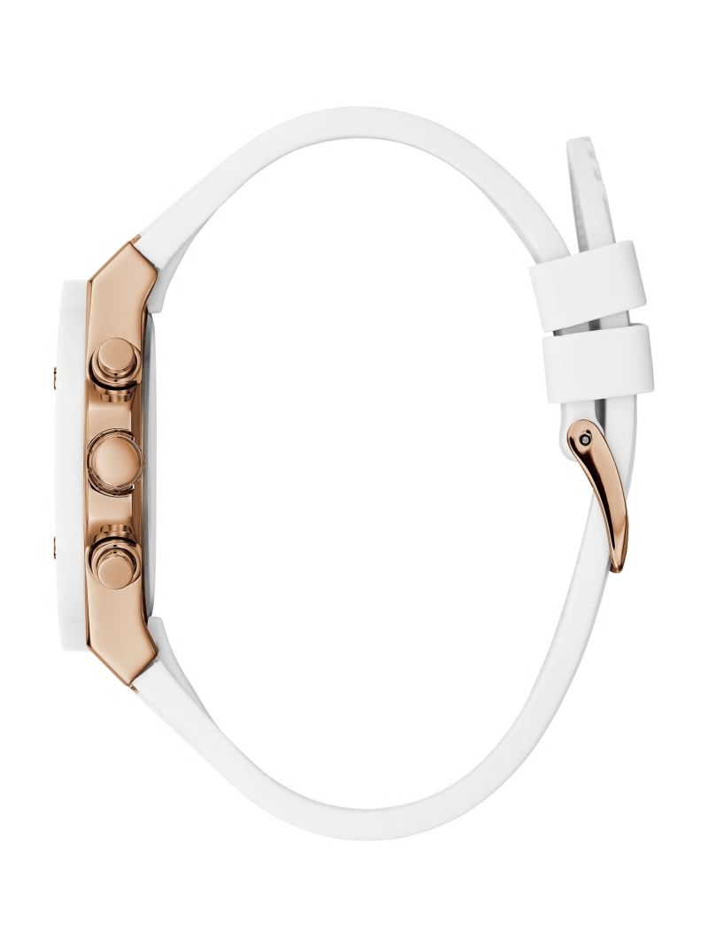 Guess Rose Gold-Tone And White Multifunction Watch - White Multi