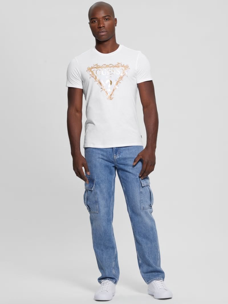 Guess Logo Tri-Scroll Tee - Pure White