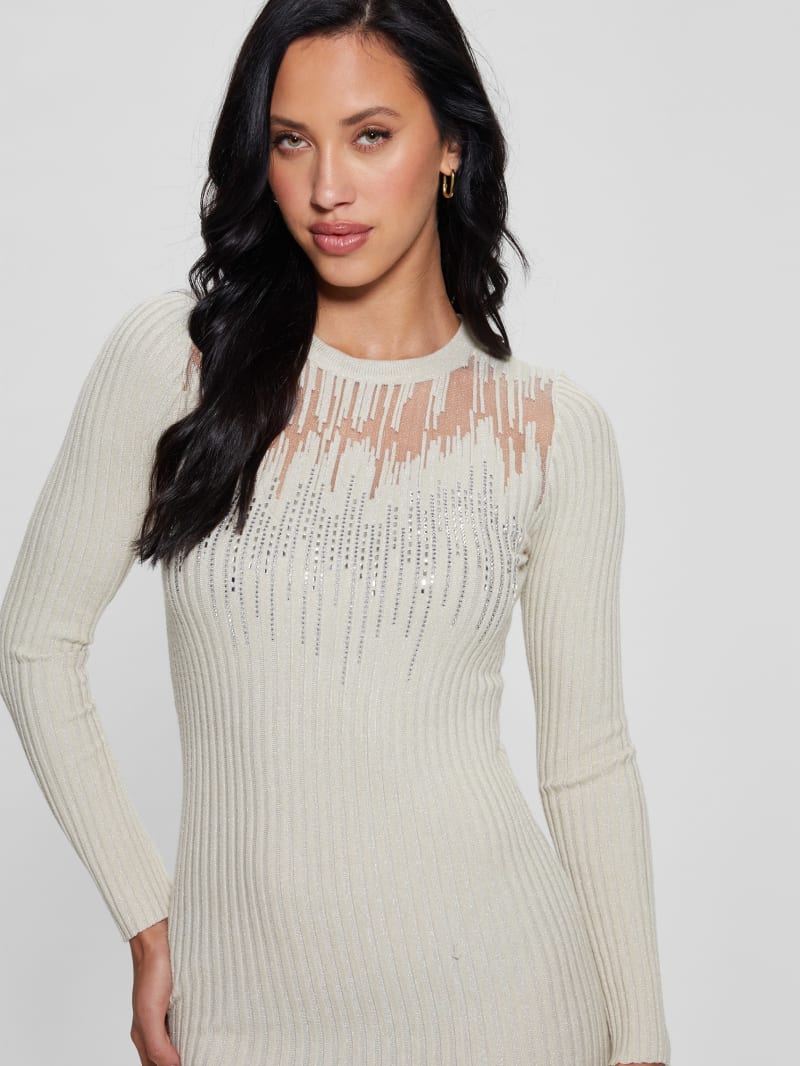 Guess Claudine Shimmer Sweater Dress - Mocassin Multi