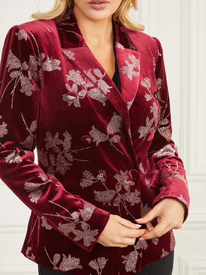 Guess Angelica Velvet Blazer - Purple Petal With Rose Go