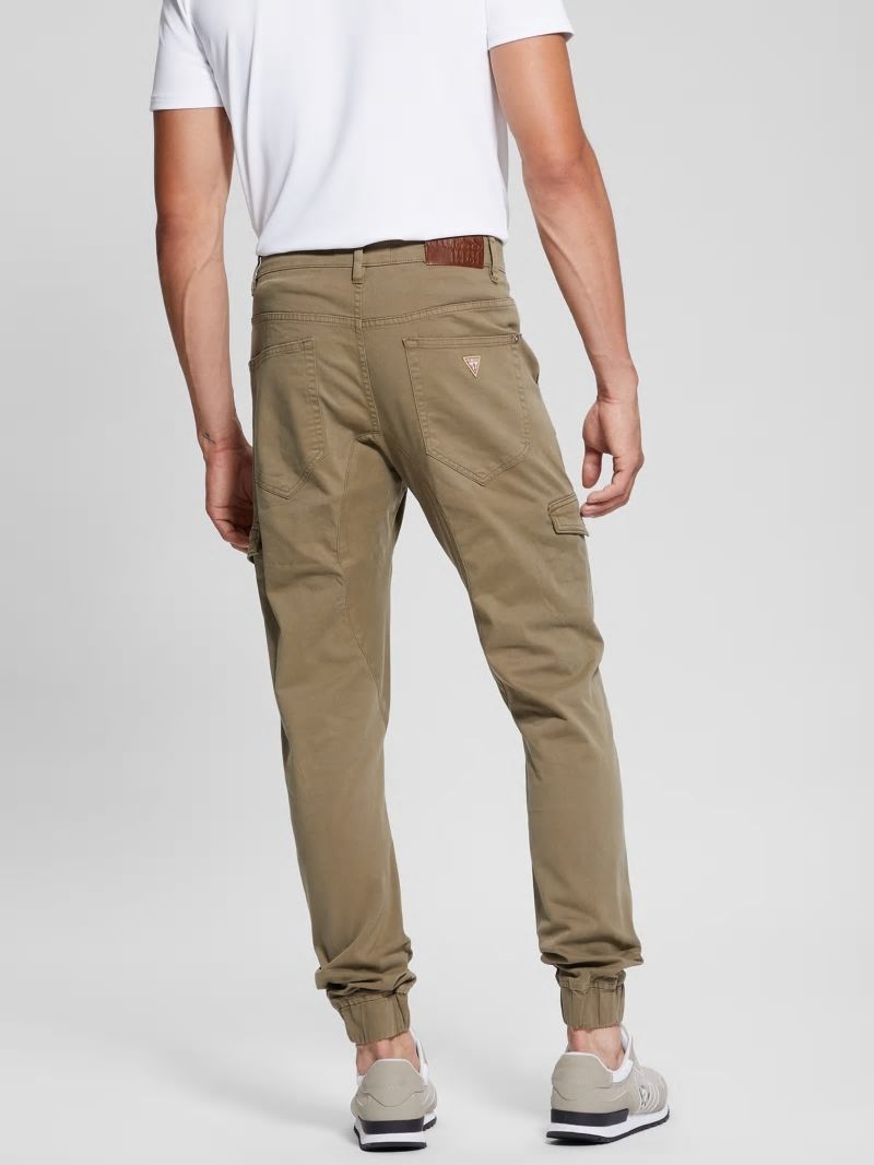 Guess New Kombat Tapered Twill Pants - Desert Green