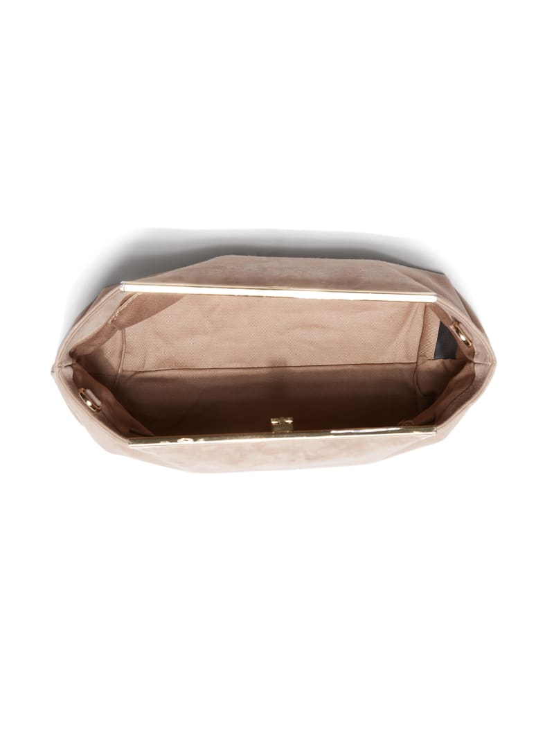 Guess Soft Suede Leather Clutch - Taupe