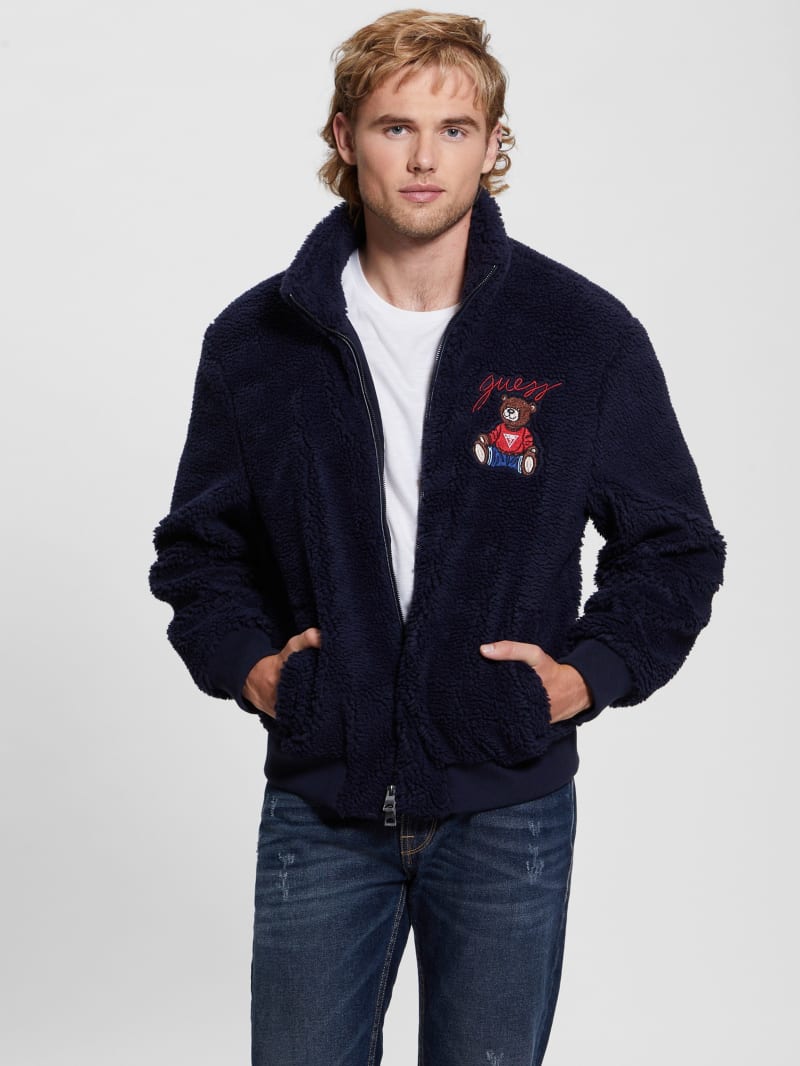 Guess Bear Sherpa Jacket - Bleu éLéGant