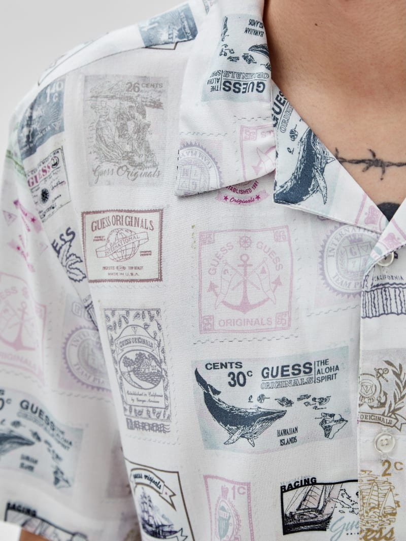 Guess GUESS Originals Eco Rayon Stamp Shirt - White Peaks Multi