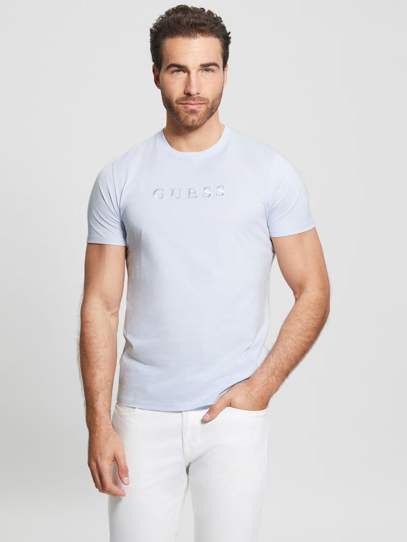 Guess Embroidered Logo Tee - Airway Blue