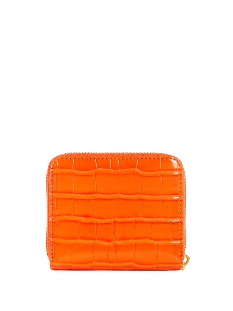 Guess James Croc Small Zip-Around Wallet - Orange