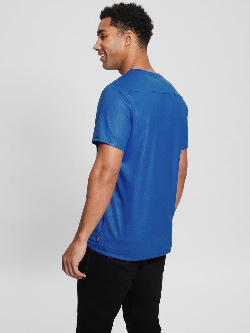 Guess Mason Yoke V-Neck Tee - Bright Zaffre