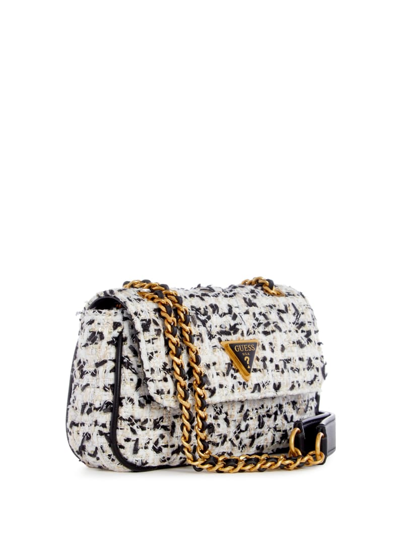 Guess Giully Tweed Mini Convertible Crossbody - Cream Multi