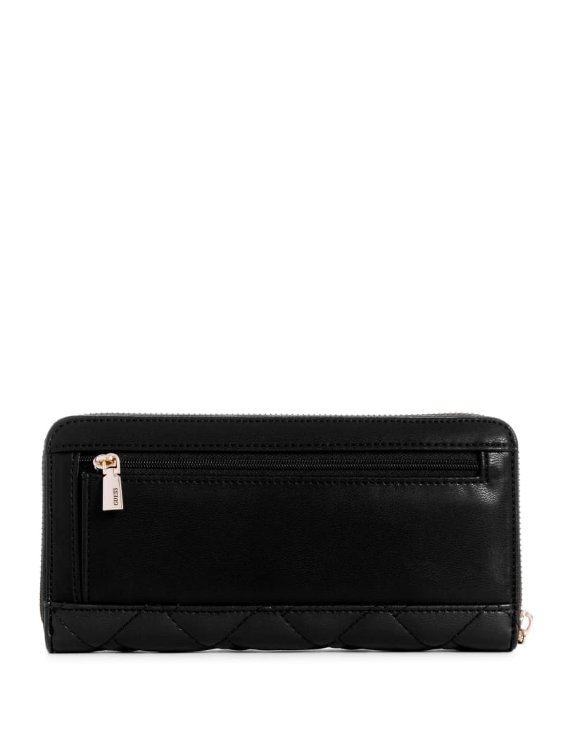 Guess Alanna Large Zip-Around Wallet - Black Floral Print