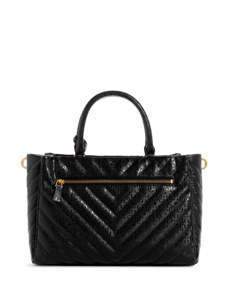 Guess Jania Quilted Society Satchel - Black