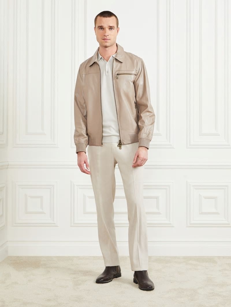 Guess Leather Flight Jacket - Pasadena Stone