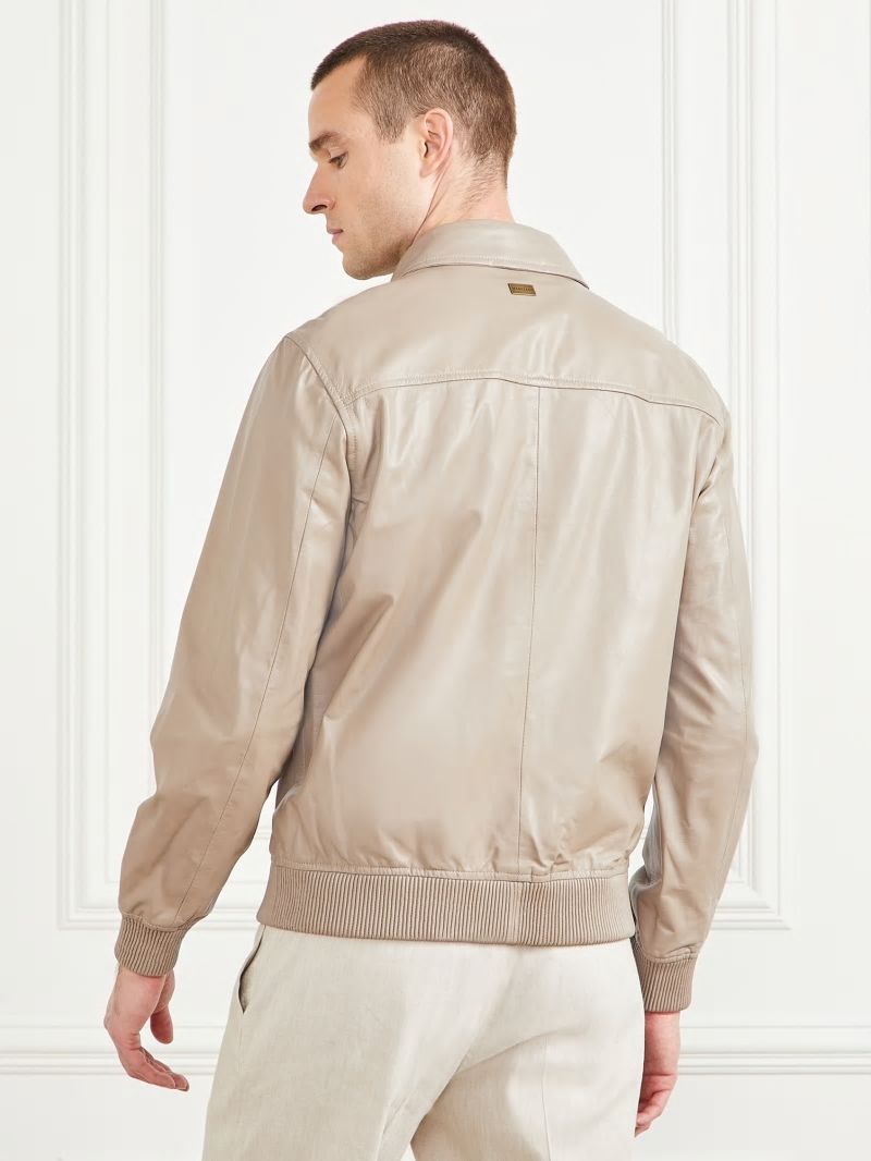 Guess Leather Flight Jacket - Pasadena Stone