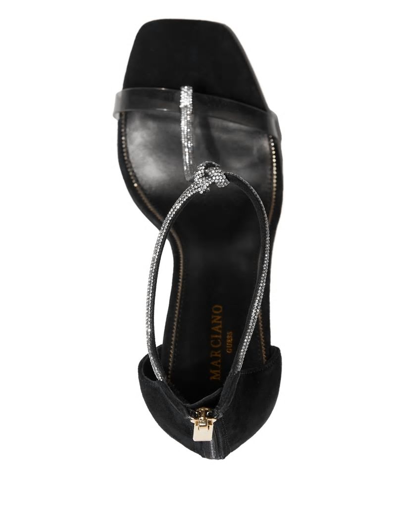 Guess Olivia Embellished Heeled Sandal - Black Snakeskin