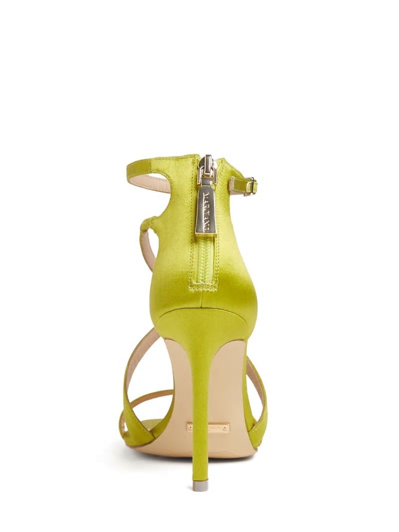 Guess Satin Strappy Heel - Green Patent