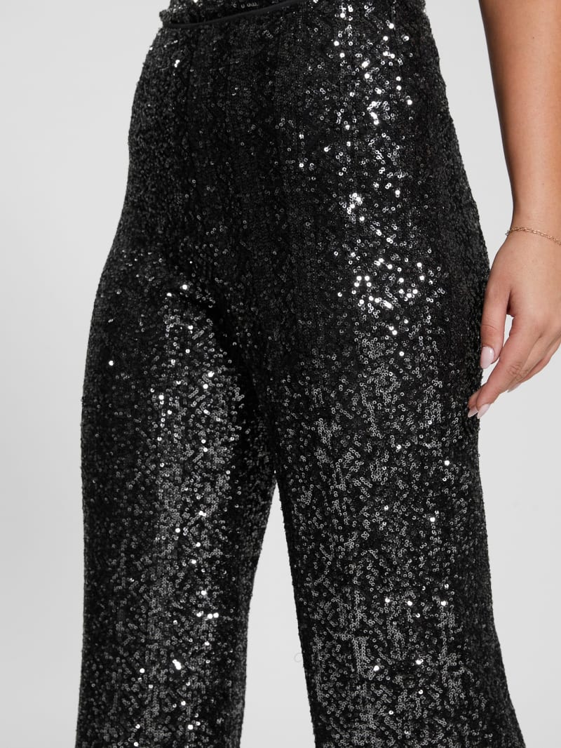 Guess Sereh Wide-Leg Sequin Pants - Asphalt Grey Multi