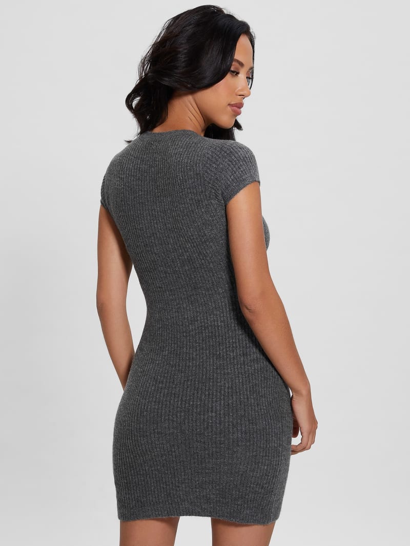 Guess Toki Rib-Knit Sweater Dress - Dark Coal Heather