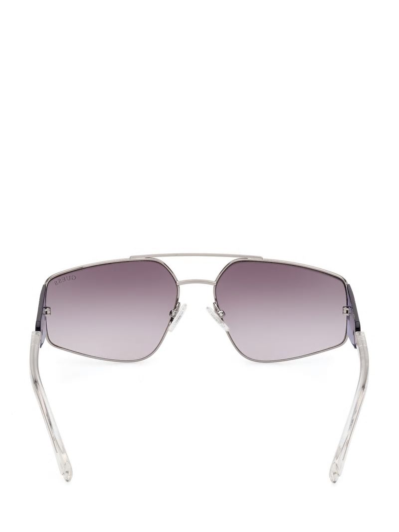 Guess Crystal Side Navigator Sunglasses - Silver