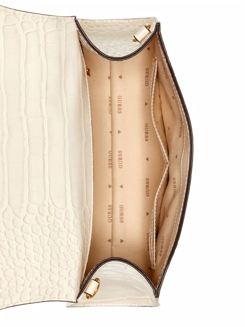 Guess Sestri Crocodile-Embossed Crossbody - White