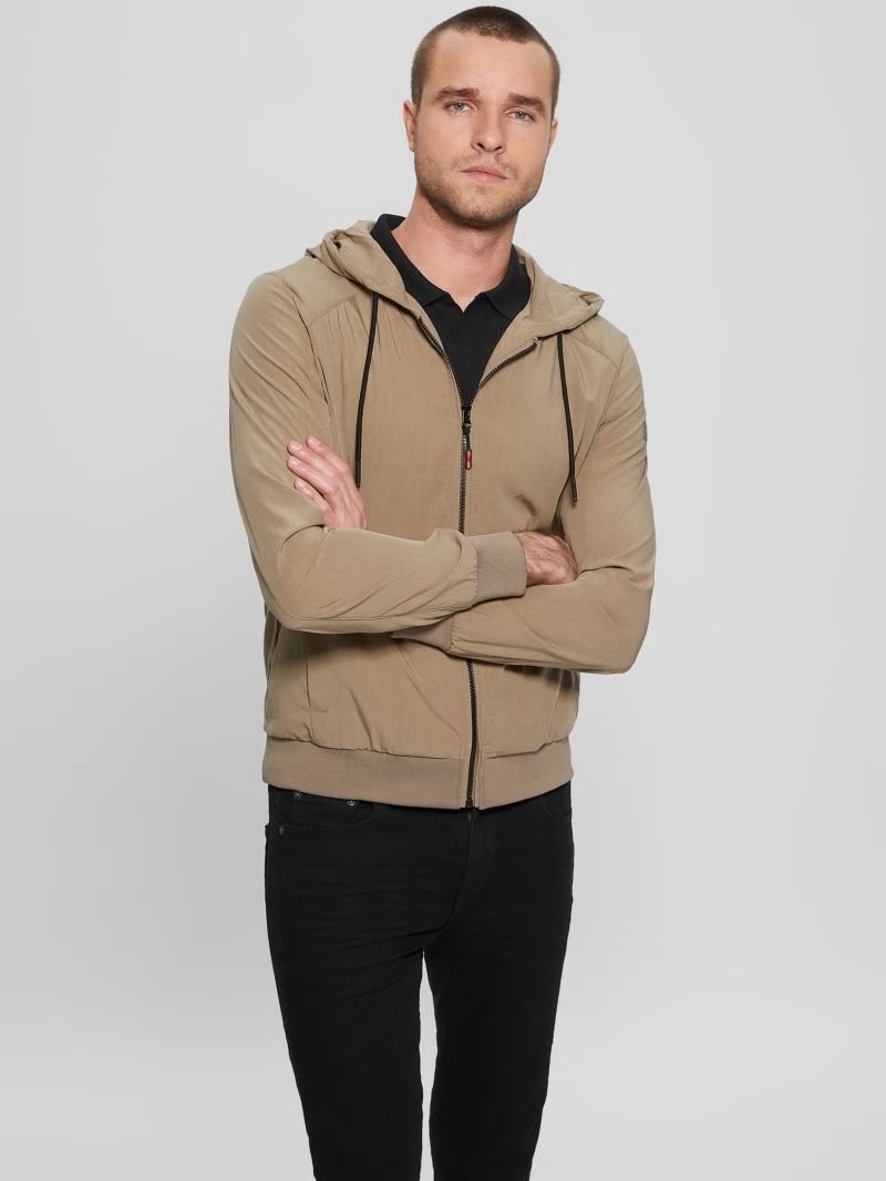 Guess Eco Tech Zip Hoodie - Walnut Shell