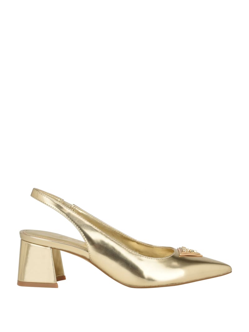 Guess Zanda Slingback Block Heels - Gold