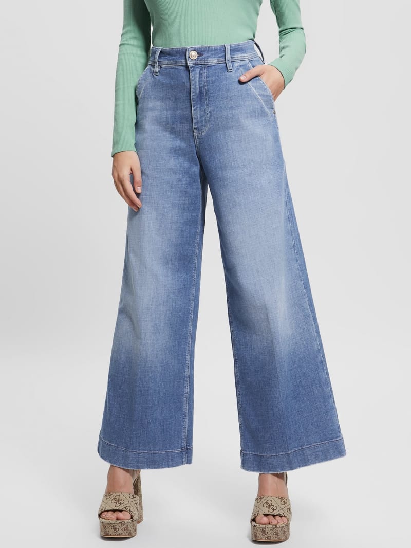 Guess Dakota Cropped Wide-Leg Jeans - Genial