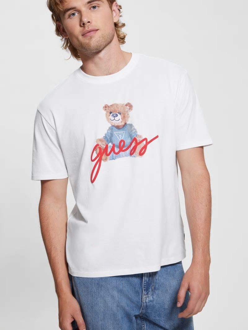 Guess Logo Bear Tee - Pure White