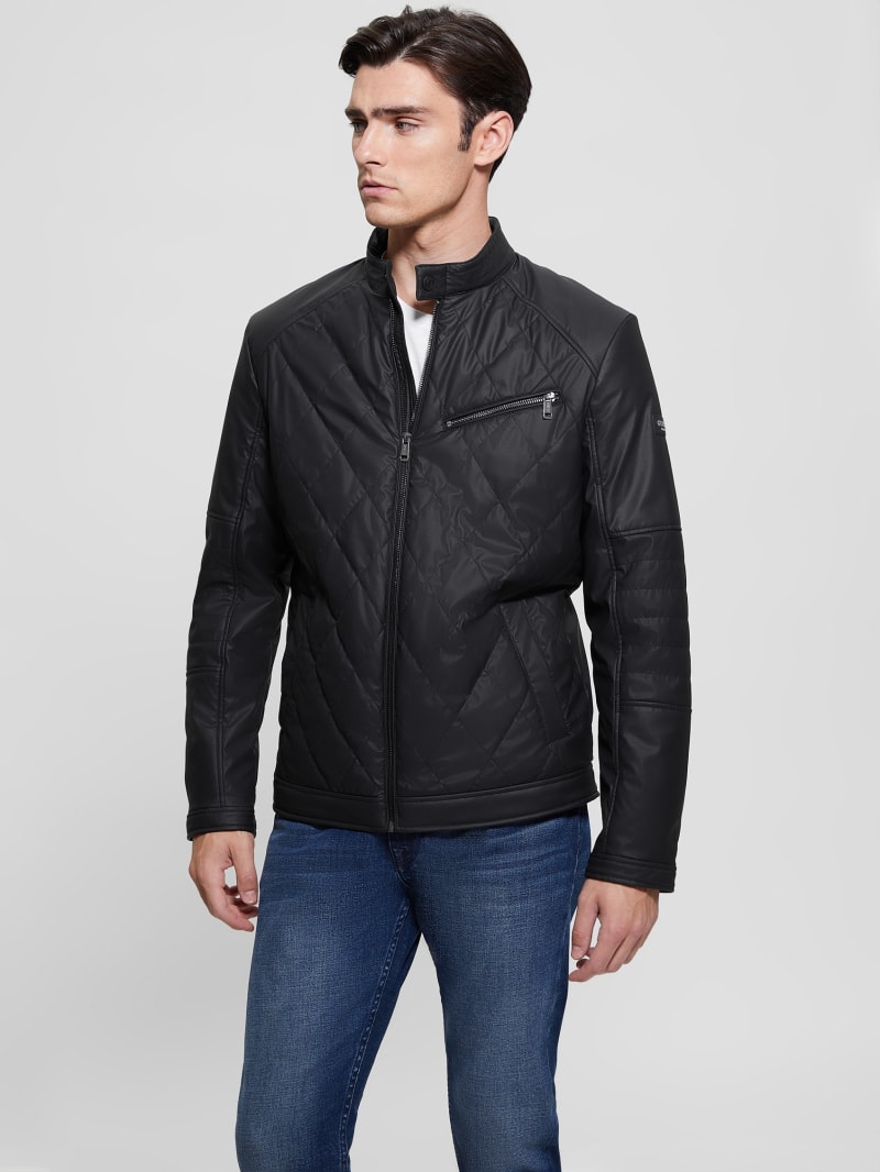 Guess Quilted Biker Jacket - Black