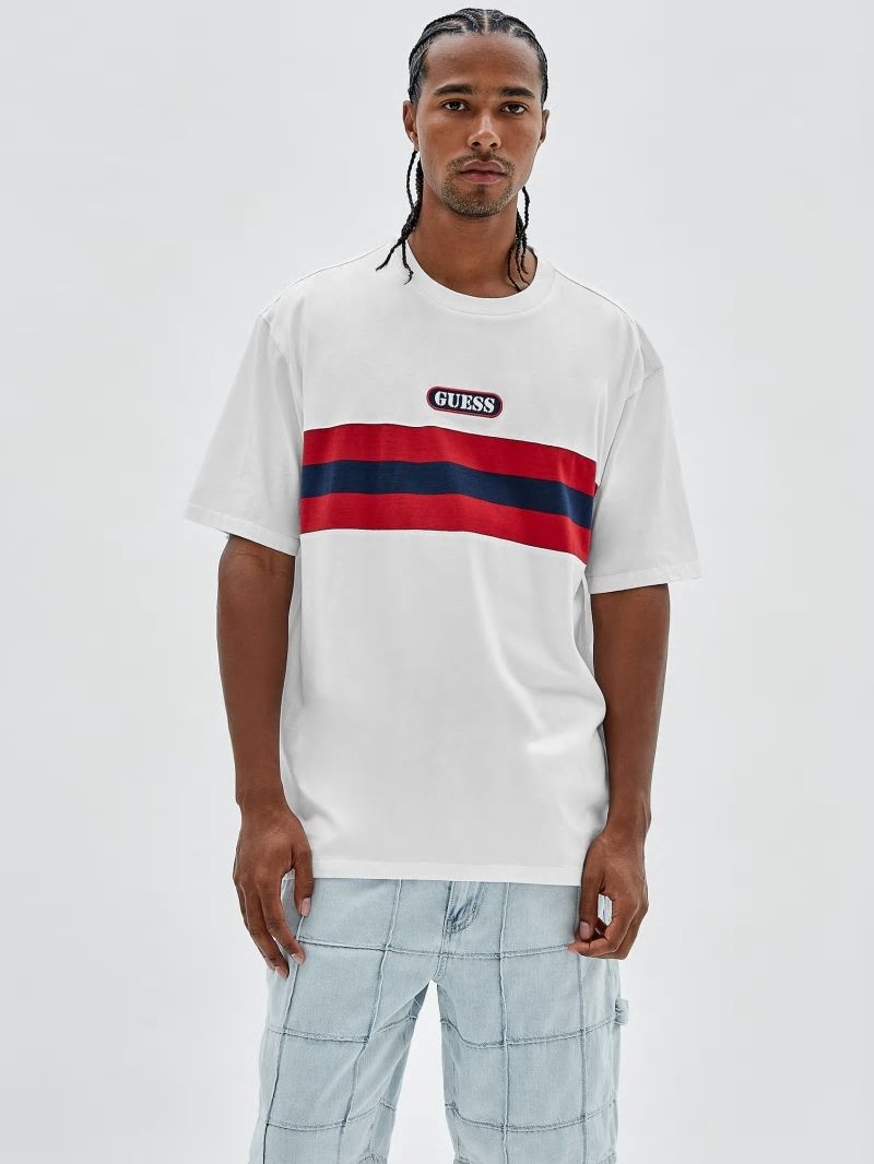 Guess GUESS Originals Varsity Striped Tee - Pure White Multi