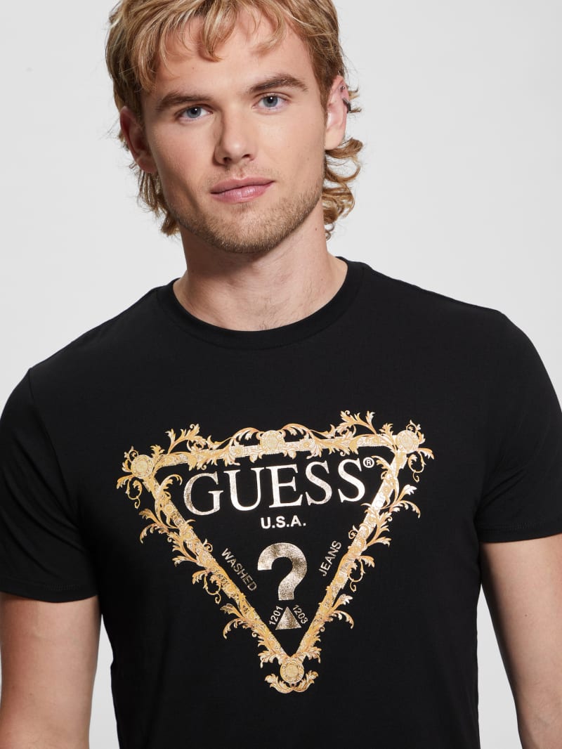 Guess Logo Tri-Scroll Tee - Black