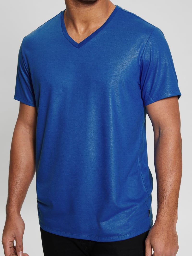 Guess Mason Yoke V-Neck Tee - Bright Zaffre