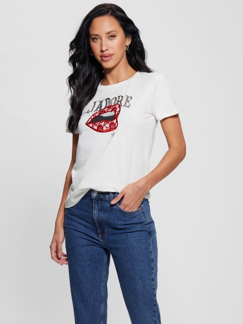 Guess J'Adore Easy Tee - Cream White