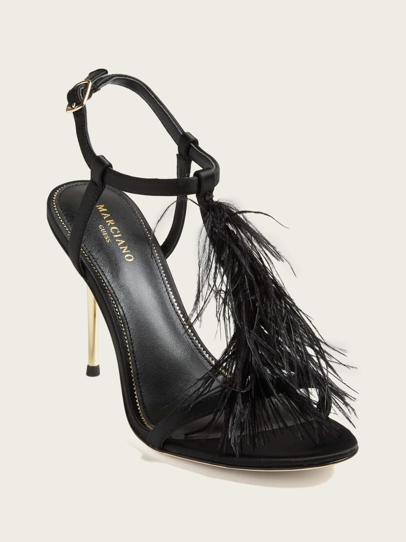 Guess Reyon Feather Satin Heel - Black