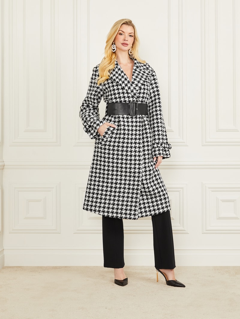 Guess Natasha Wool-Blend Coat - Pied De Poule Black/White