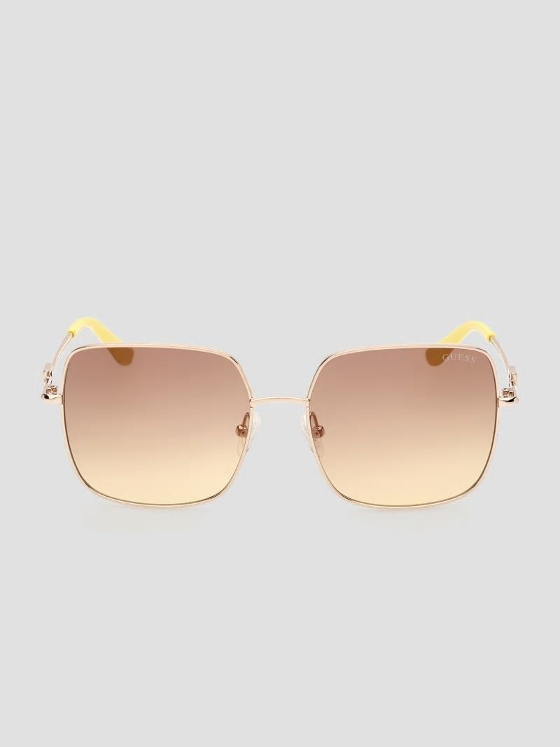 Guess Oversized Square G Metal Sunglasses - Tortoise