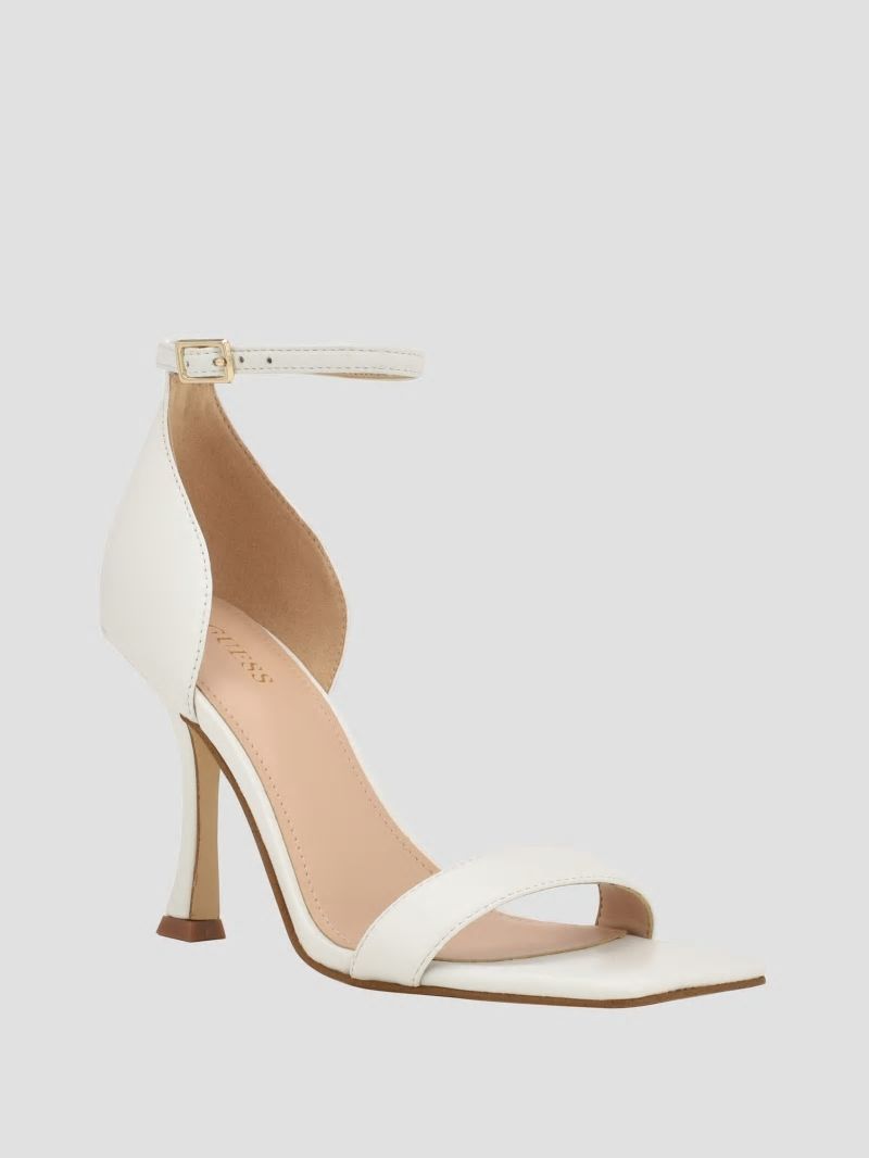 Guess Yael Leather Heels - White Graffiti