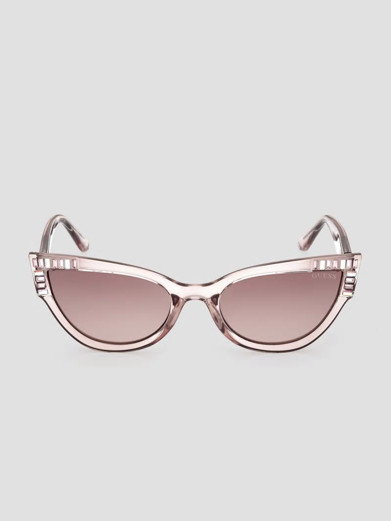 Guess Plastic Cat-Eye Stone Sunglasses - Nude