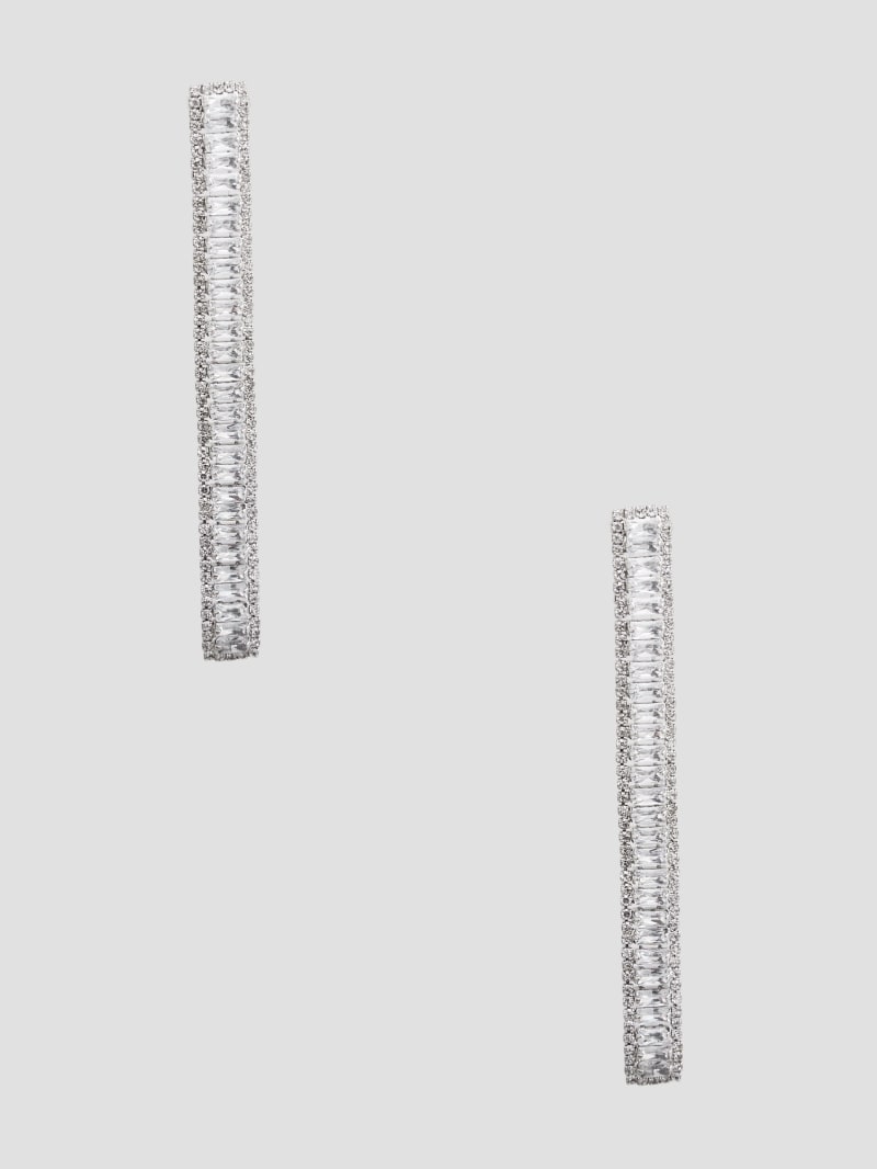 Guess Silver-Tone Linear Baguette Earrings - Silver